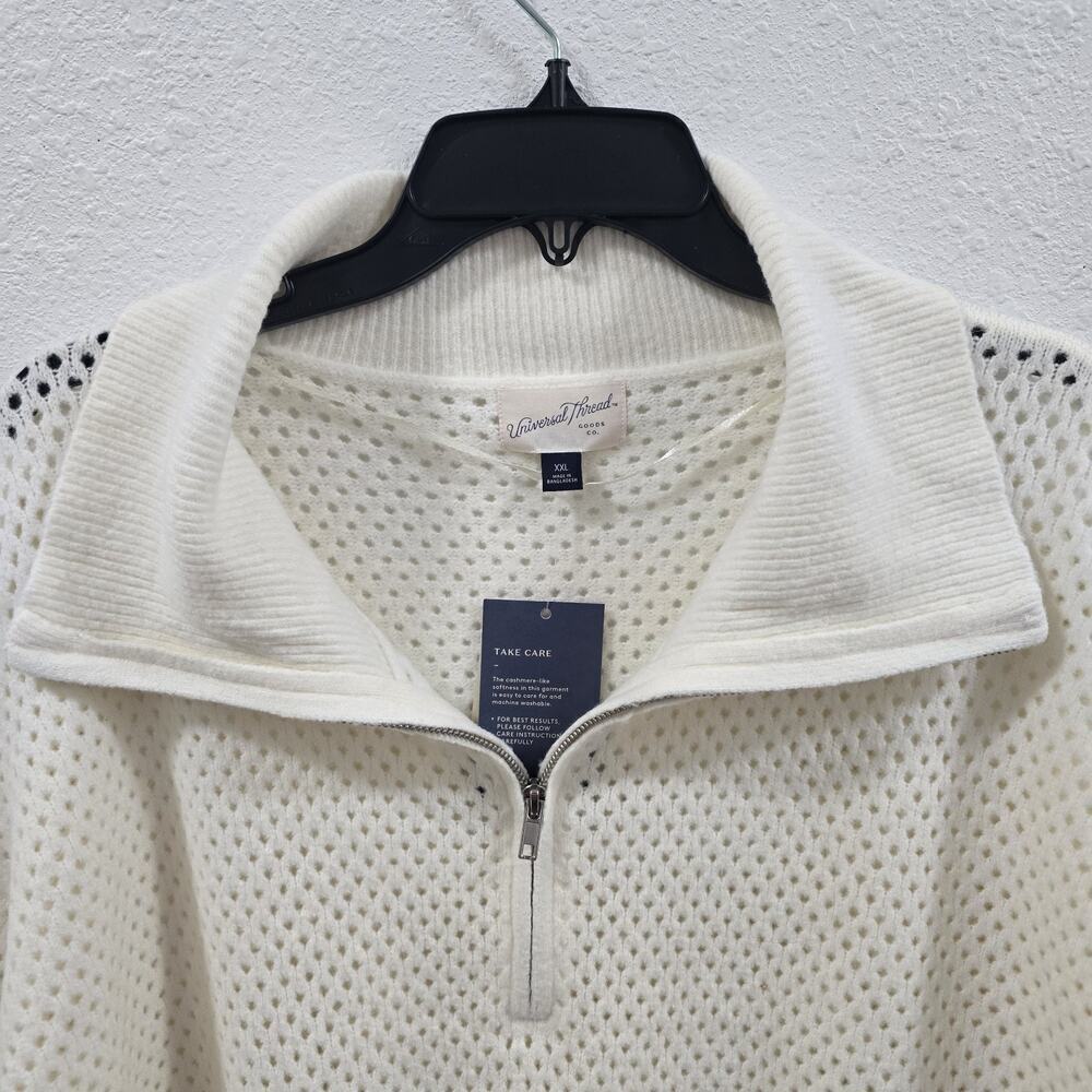 Universal Thread White Knit Half Zip Pullover Sweater XXL Cozy Warm Casual - Picture 4 of 13